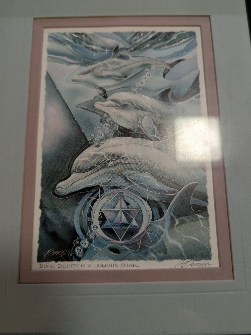 "Born Beneath a Dolphin Star" by Jody Bergsma Signed Matted & Framed Vintage Art
